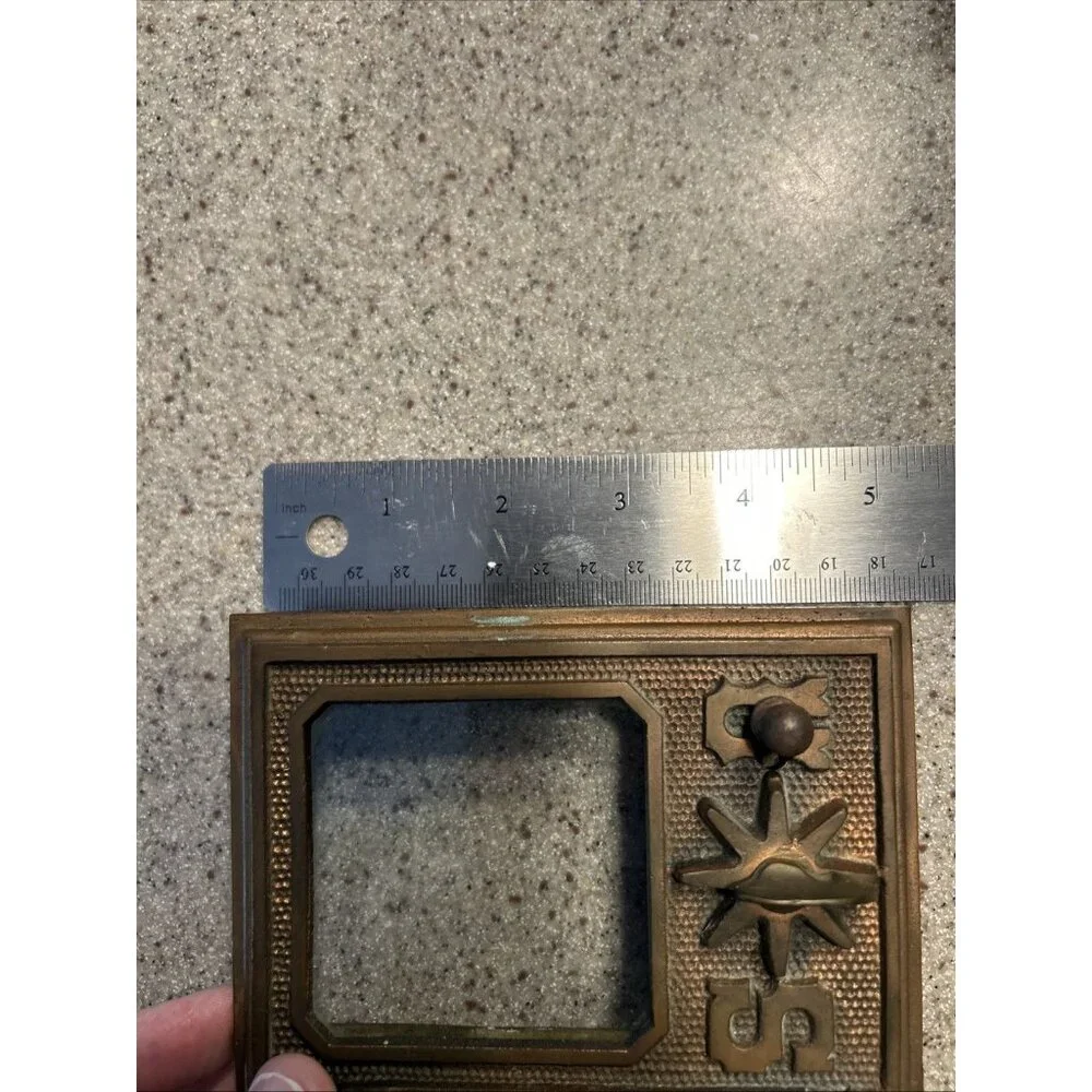 1920's US Brass Post Office Door Glass in Window Antique Collectible Textured - Picture 7 of 7